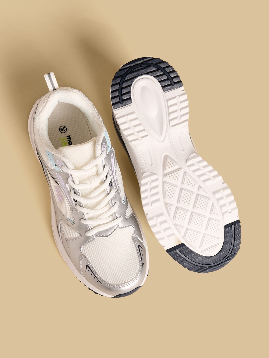 Panelled Sports Shoes with Lace-Up Closure