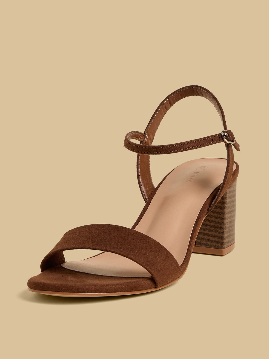 Block Heel Sandals with Buckle Closure