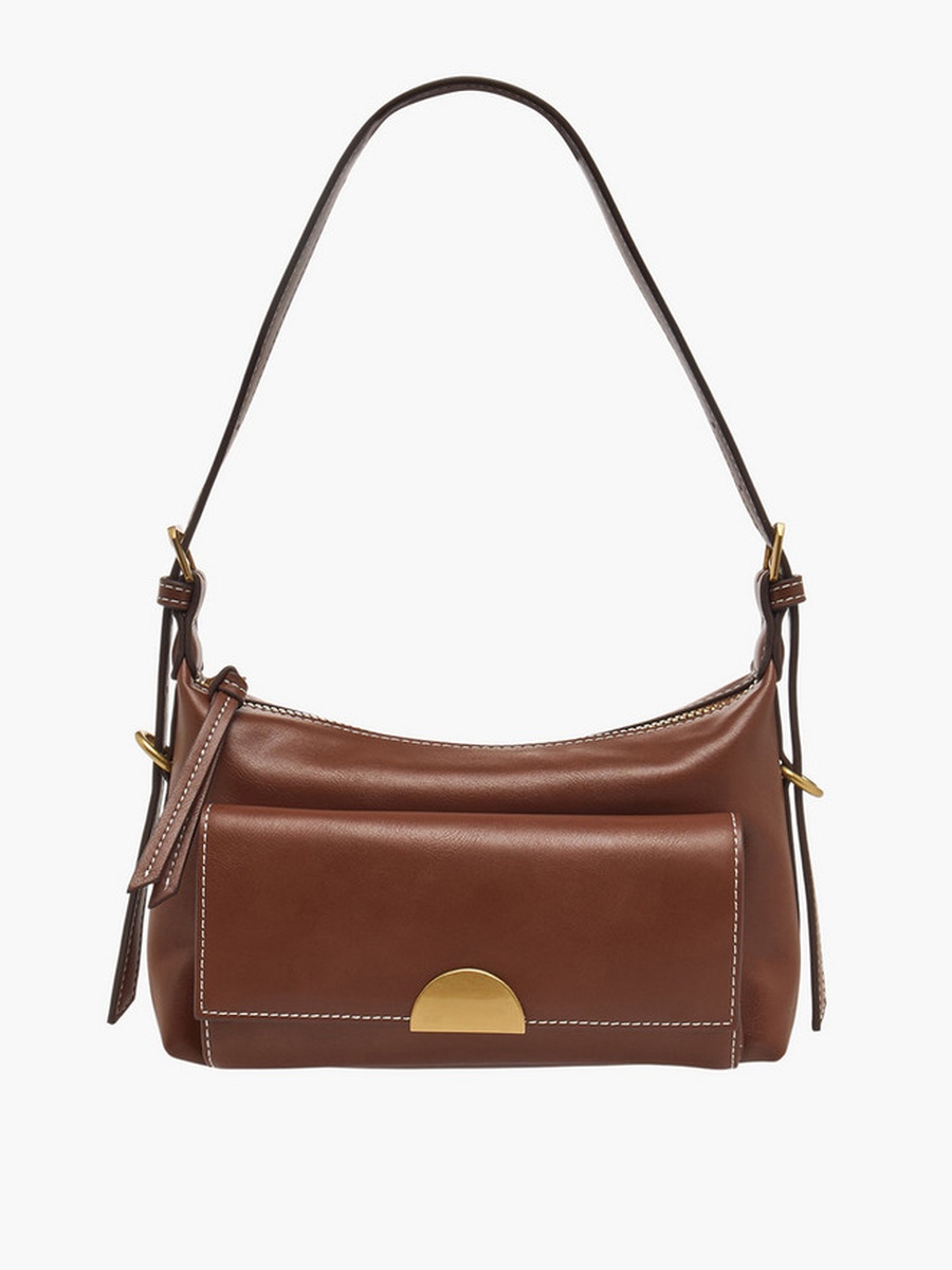 Pocket Detail Shoulder Bag with Zip Closure