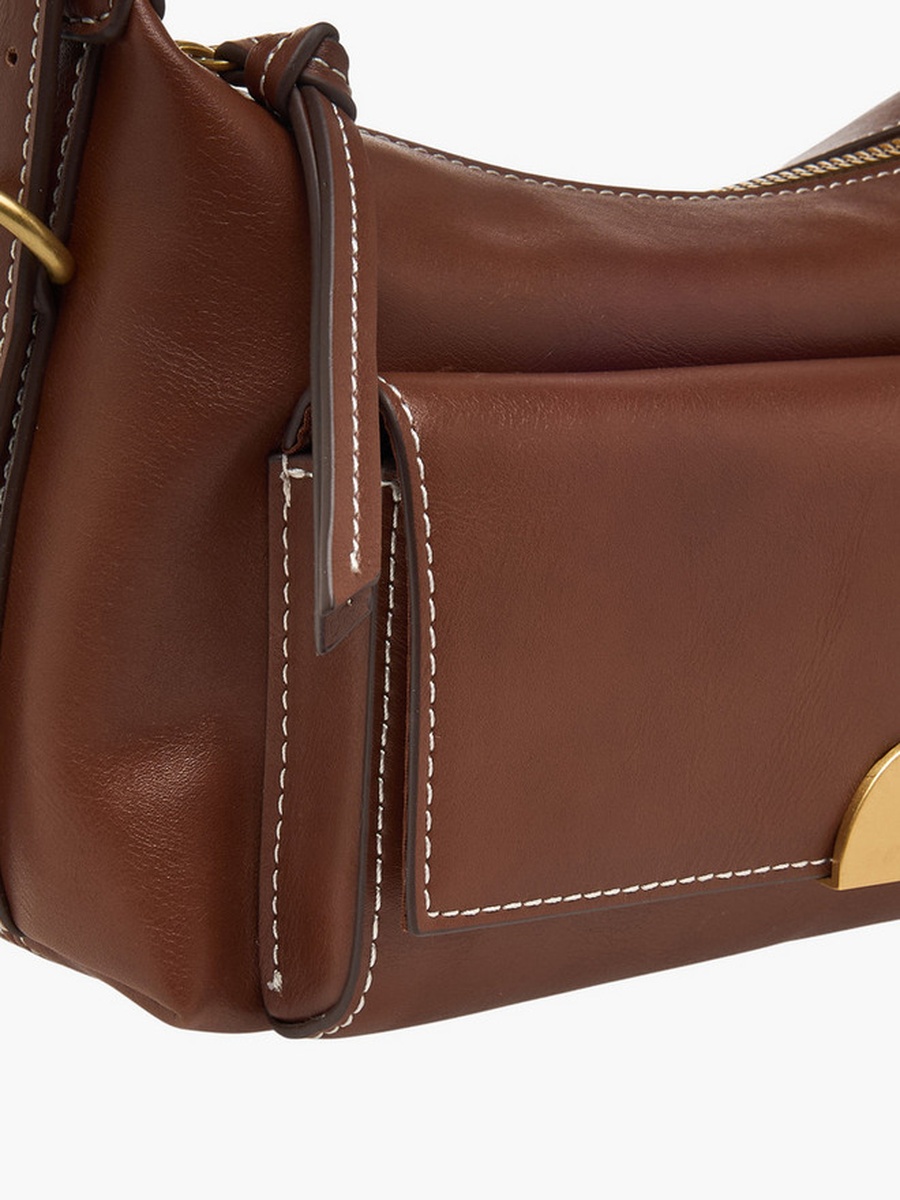 Pocket Detail Shoulder Bag with Zip Closure