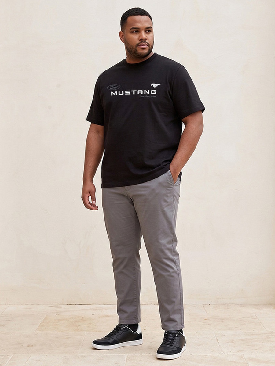 Plus Mustang Crew Neck Short Sleeves T-Shirt