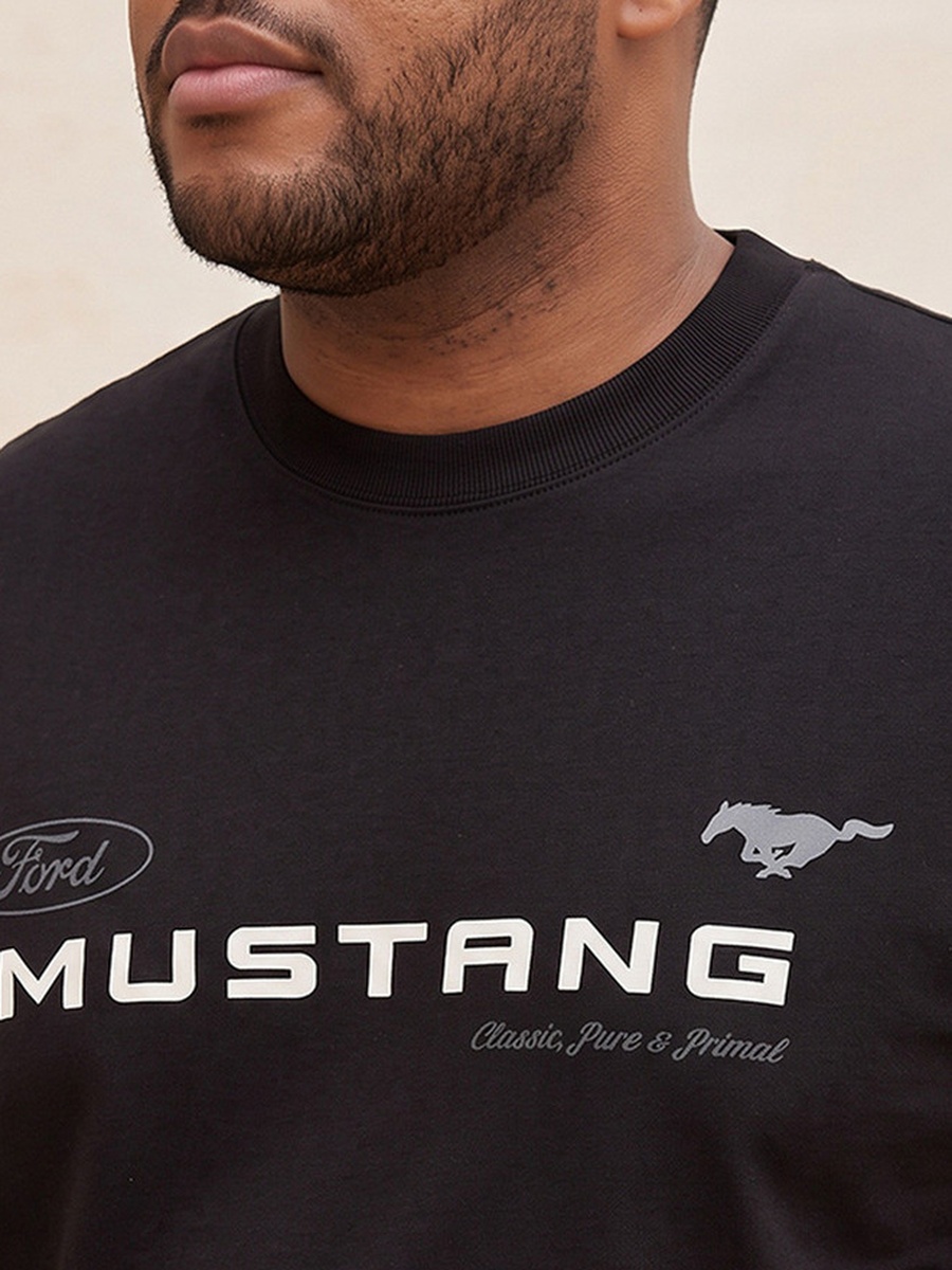 Plus Mustang Crew Neck Short Sleeves T-Shirt
