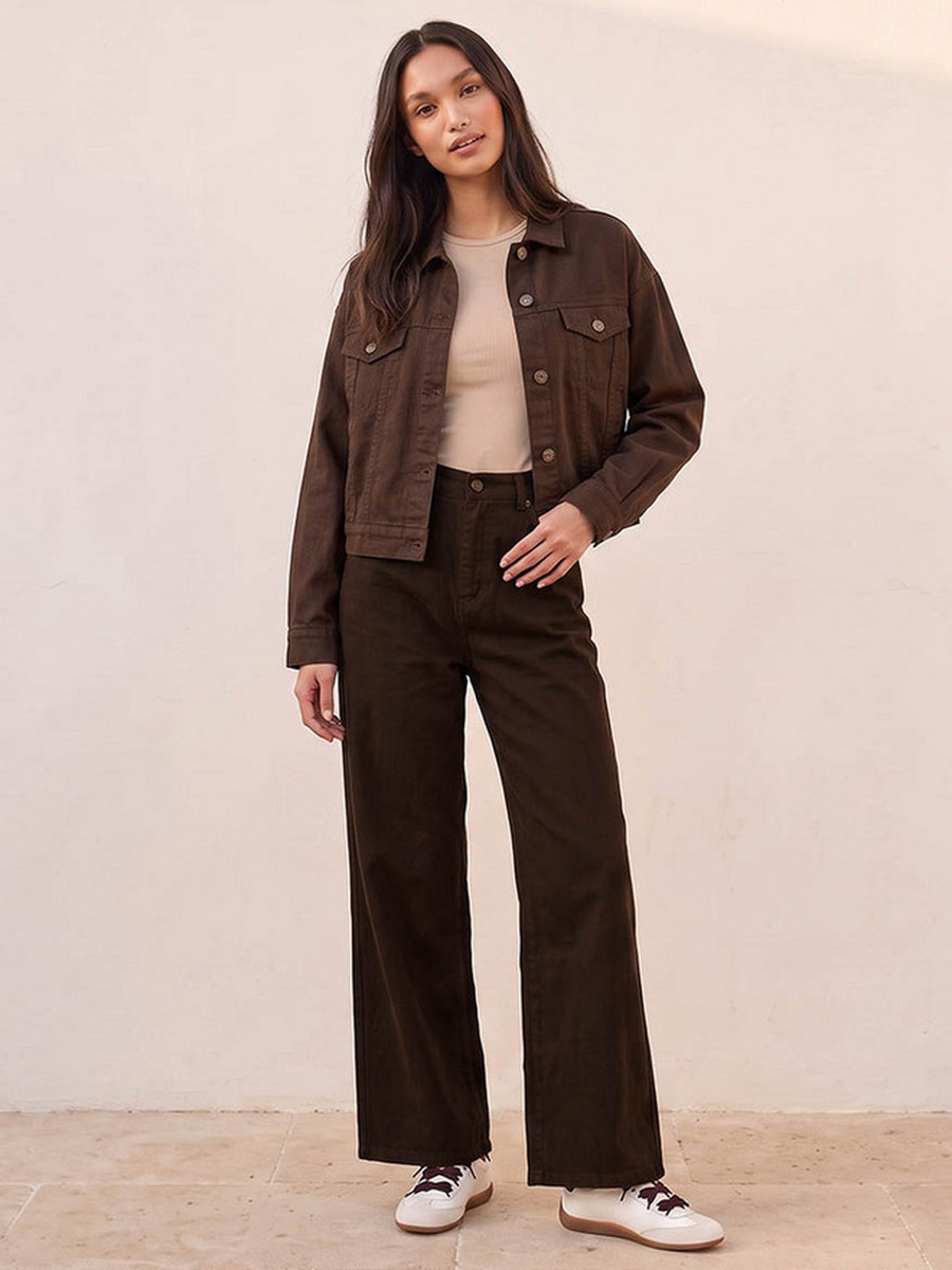 Linen Blend Jeans with Wide Leg