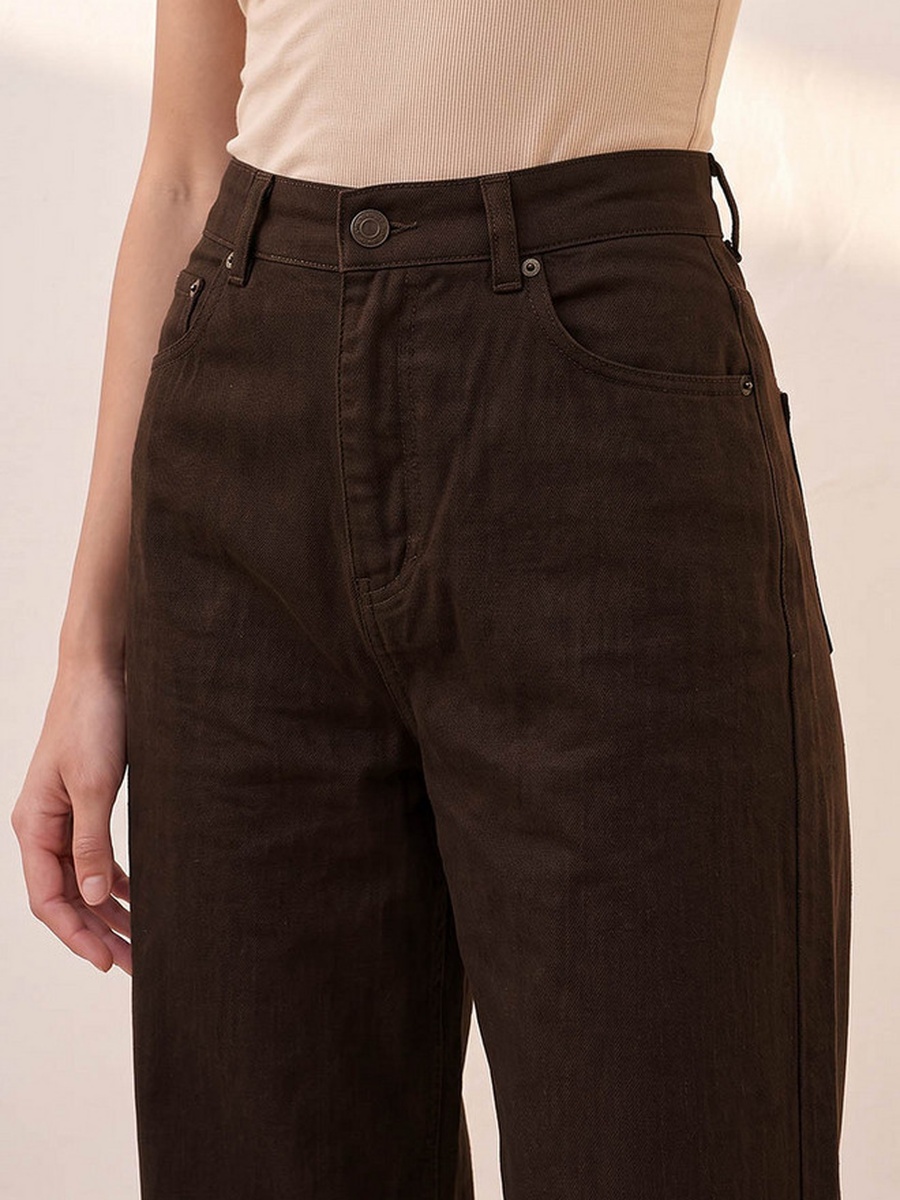 Linen Blend Jeans with Wide Leg