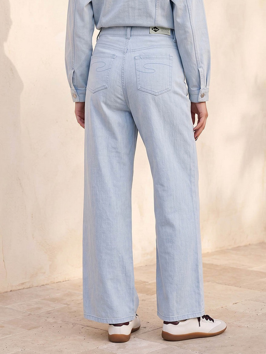 Linen Blend Jeans with Wide Leg