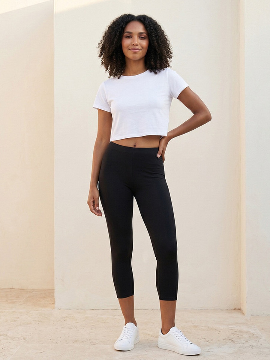 Pack of 2 Elasticated Waist Cropped Leggings