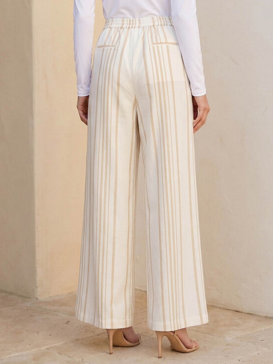 Wide Leg Striped Trousers