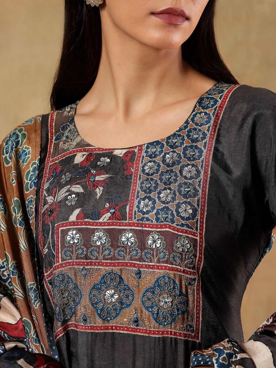 Russian Silk Straight Fit Kurta Pants Dupatta Set