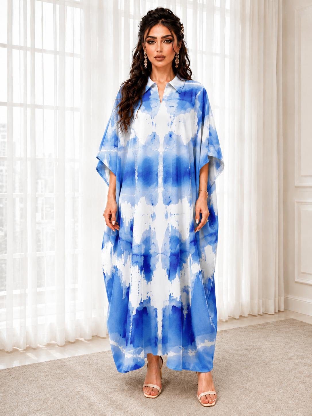 Blue Tie-Dye Maxi Kaftan