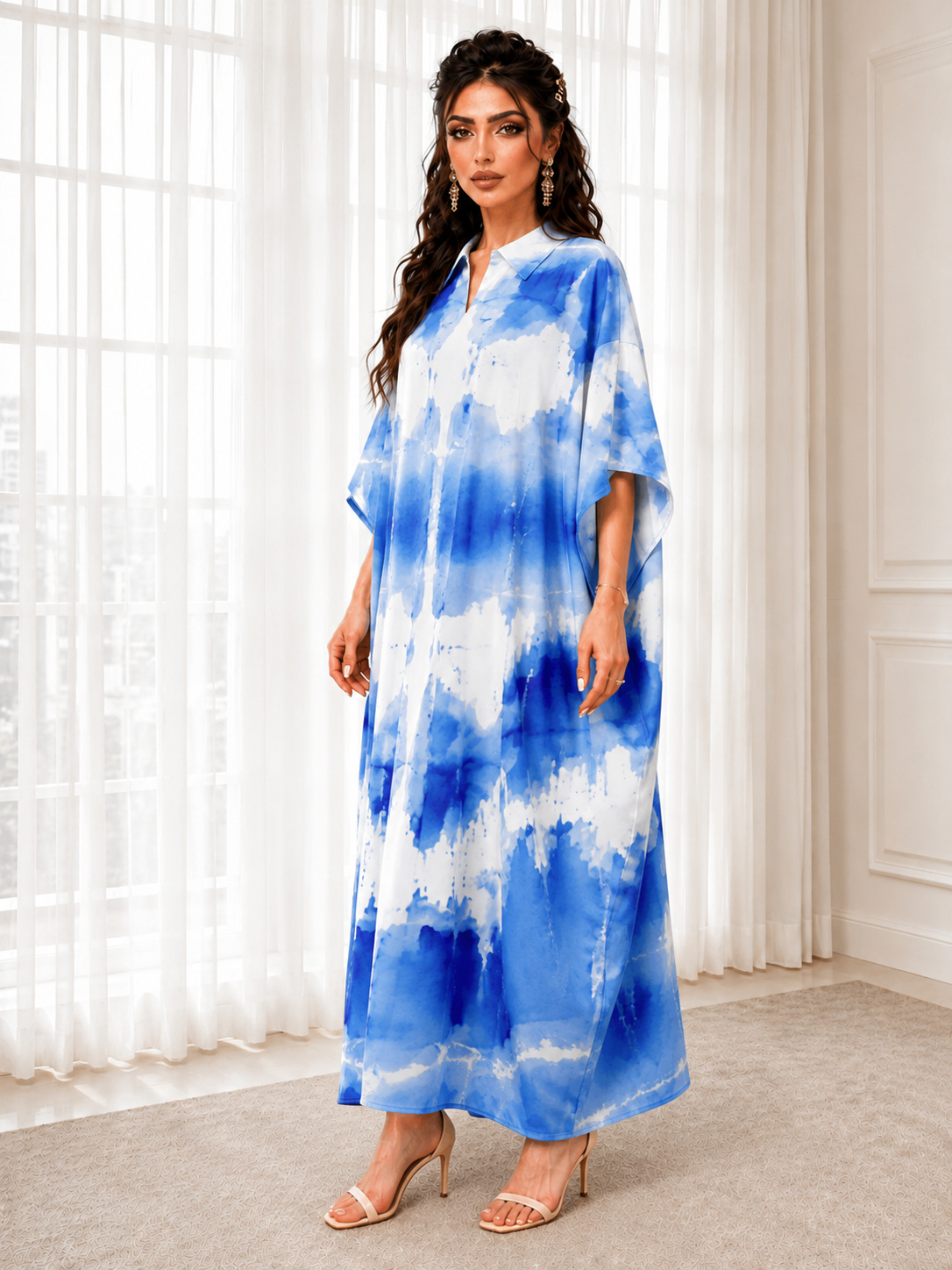 Blue Tie-Dye Maxi Kaftan