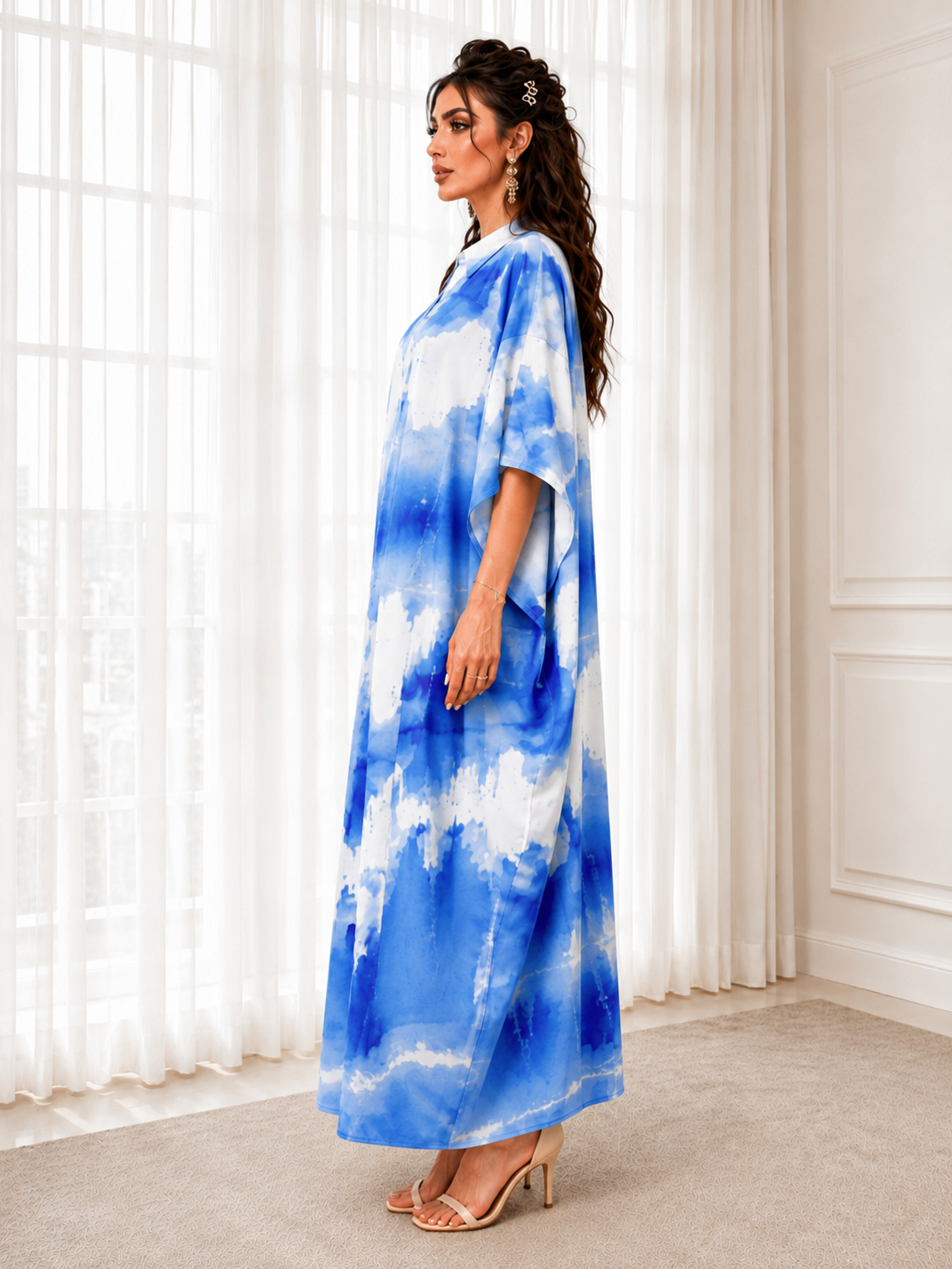 Blue Tie-Dye Maxi Kaftan