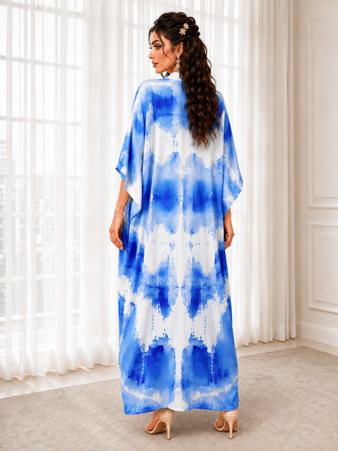 Blue Tie-Dye Maxi Kaftan