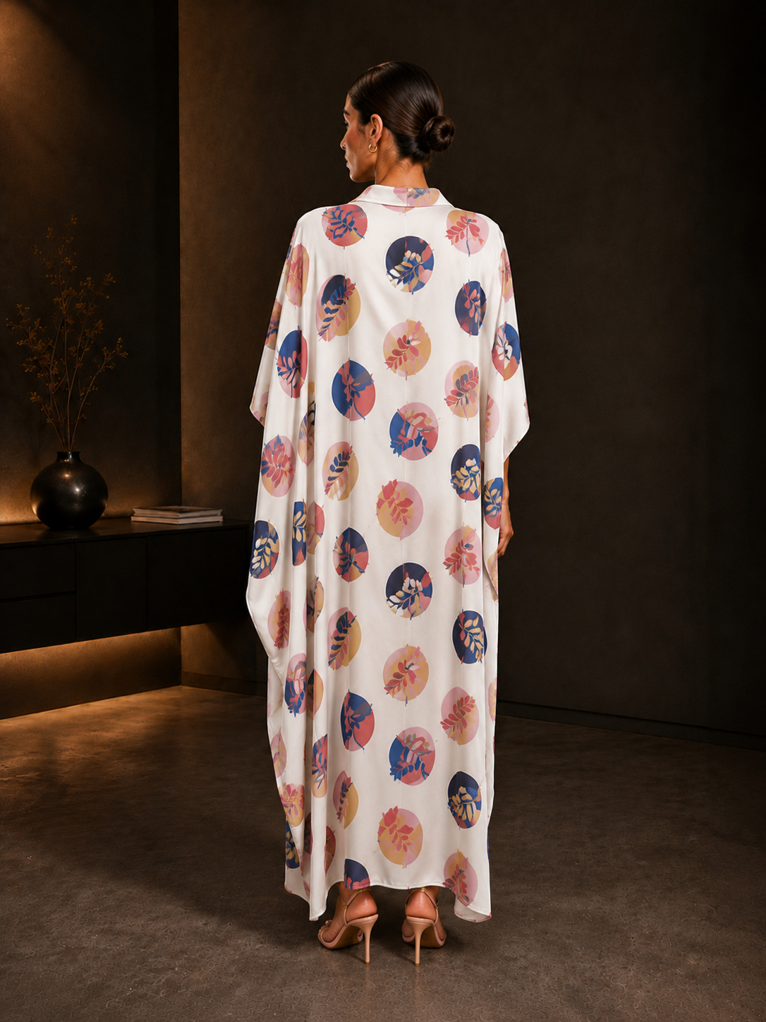 Multi-Color Leaf Print Kaftan