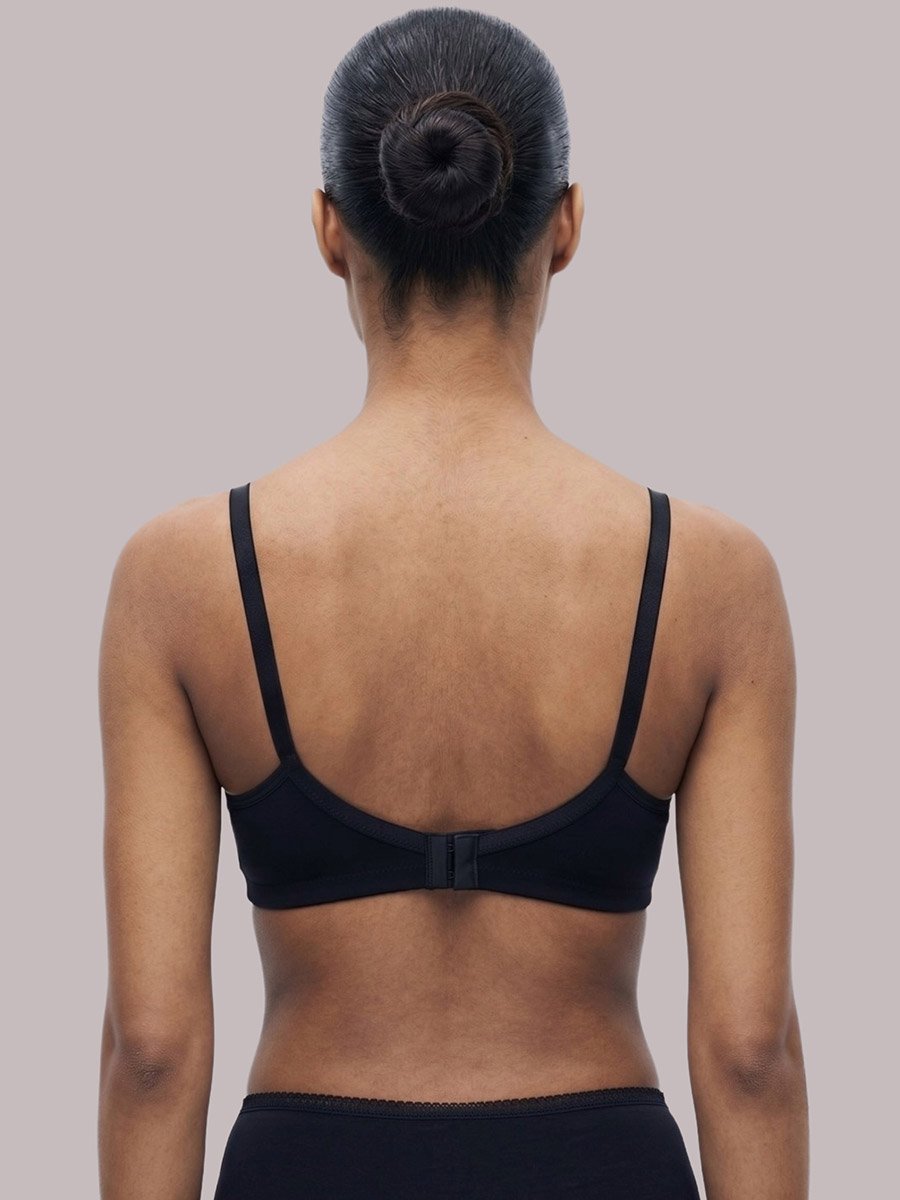 Black Solid Cotton Non-Padded Comfort T-Shirt Bra