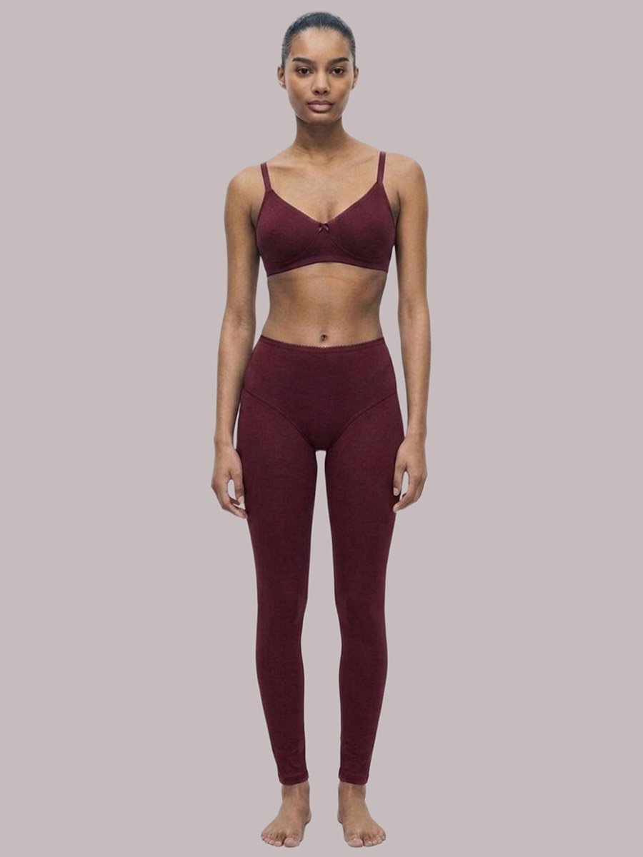 Maroon Solid Cotton Non-Padded Comfort T-Shirt Bra