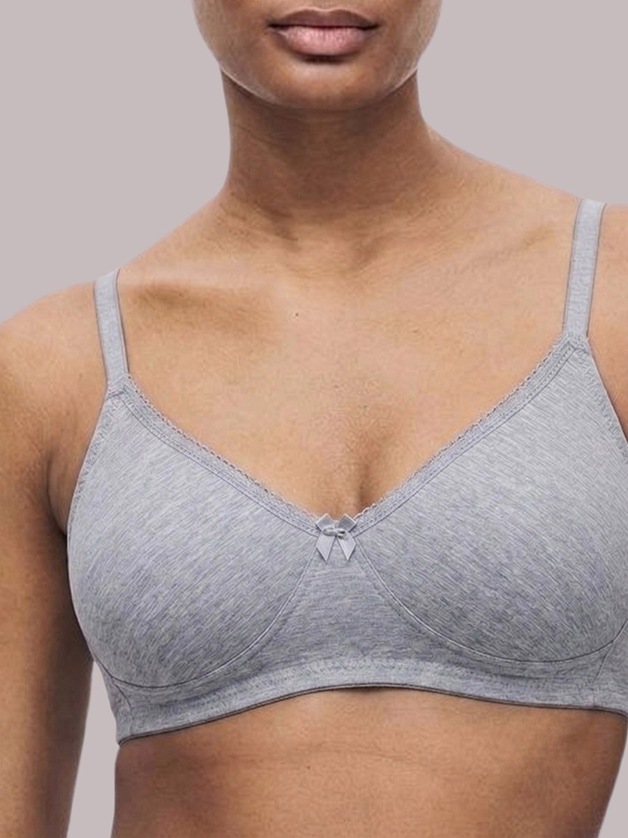 Grey Solid Cotton Non-Padded Comfort T-Shirt Bra