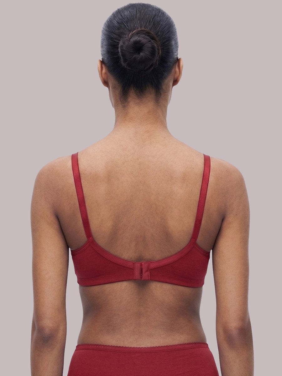 Red Solid Cotton Non-Padded Comfort T-Shirt Bra