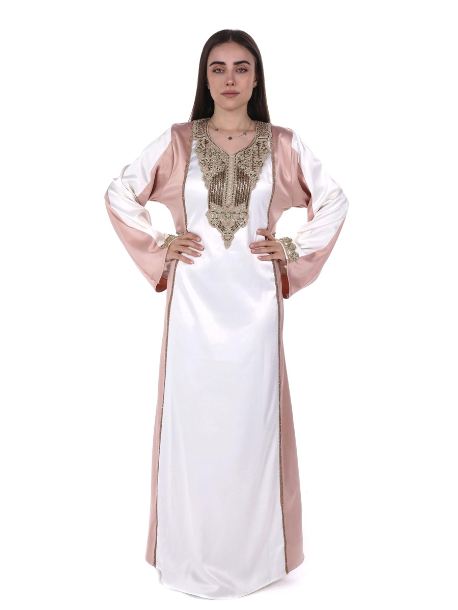 جلابية ساتان مطرزة