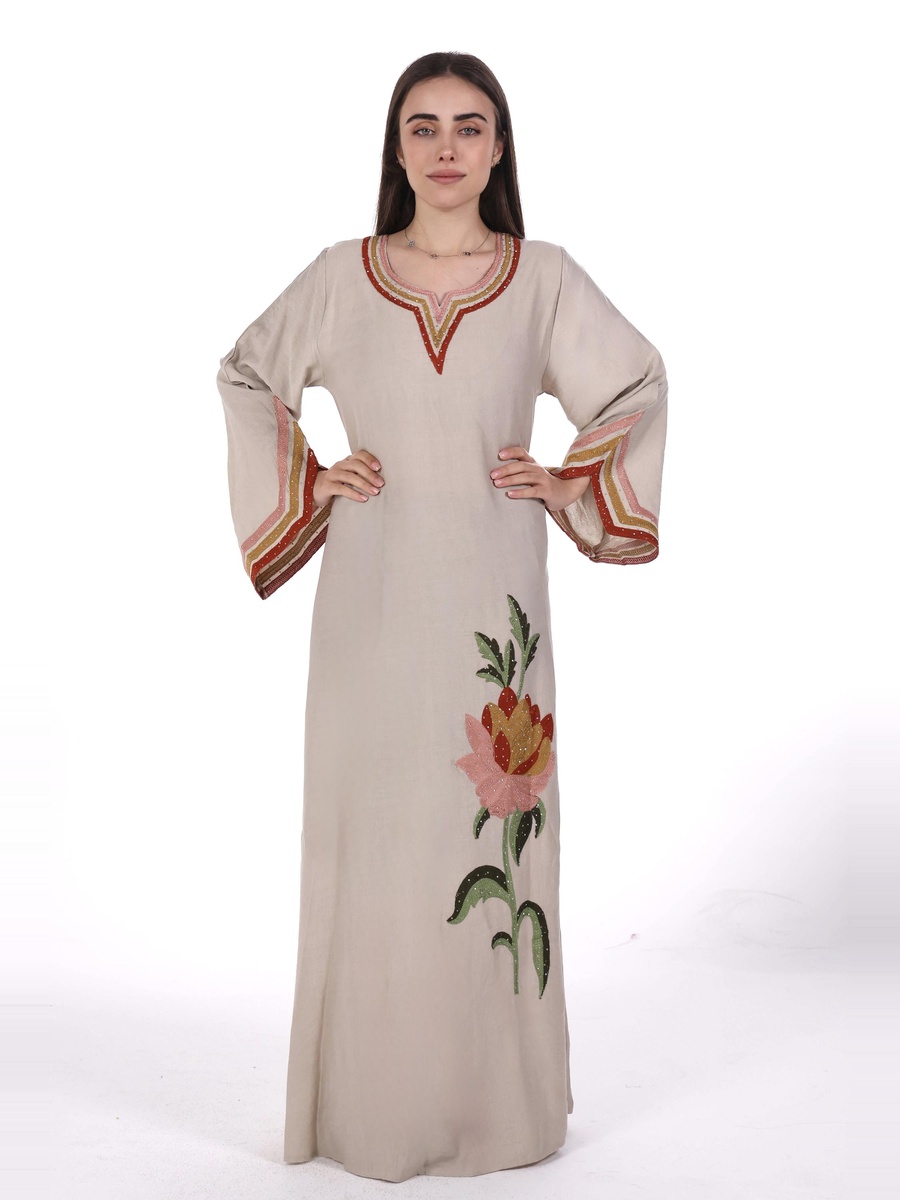Embroidered Linen Jalabiya