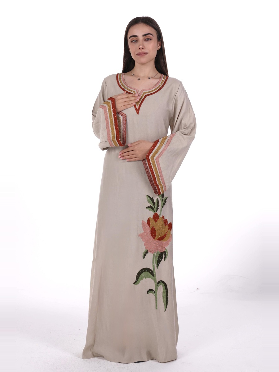 Embroidered Linen Jalabiya