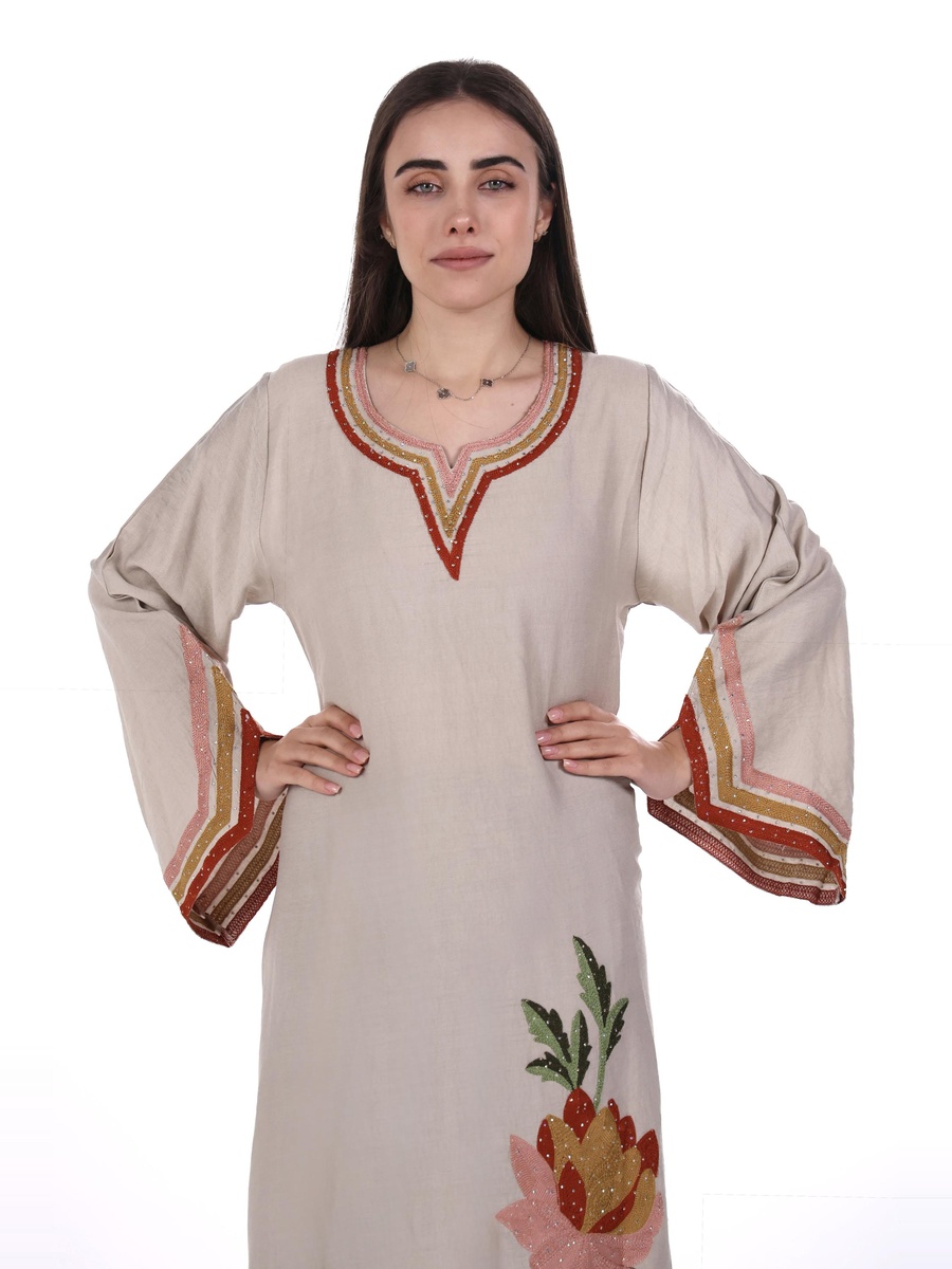 Embroidered Linen Jalabiya