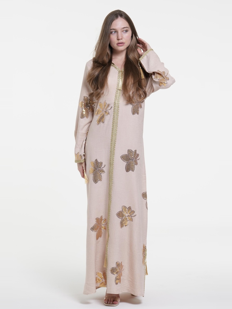 Linen Embroidered Jalabiya with Hood