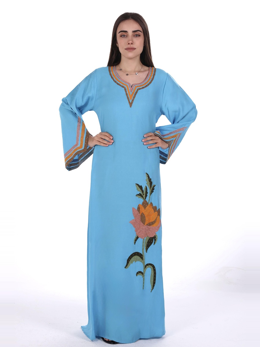 Embroidered Linen Jalabiya