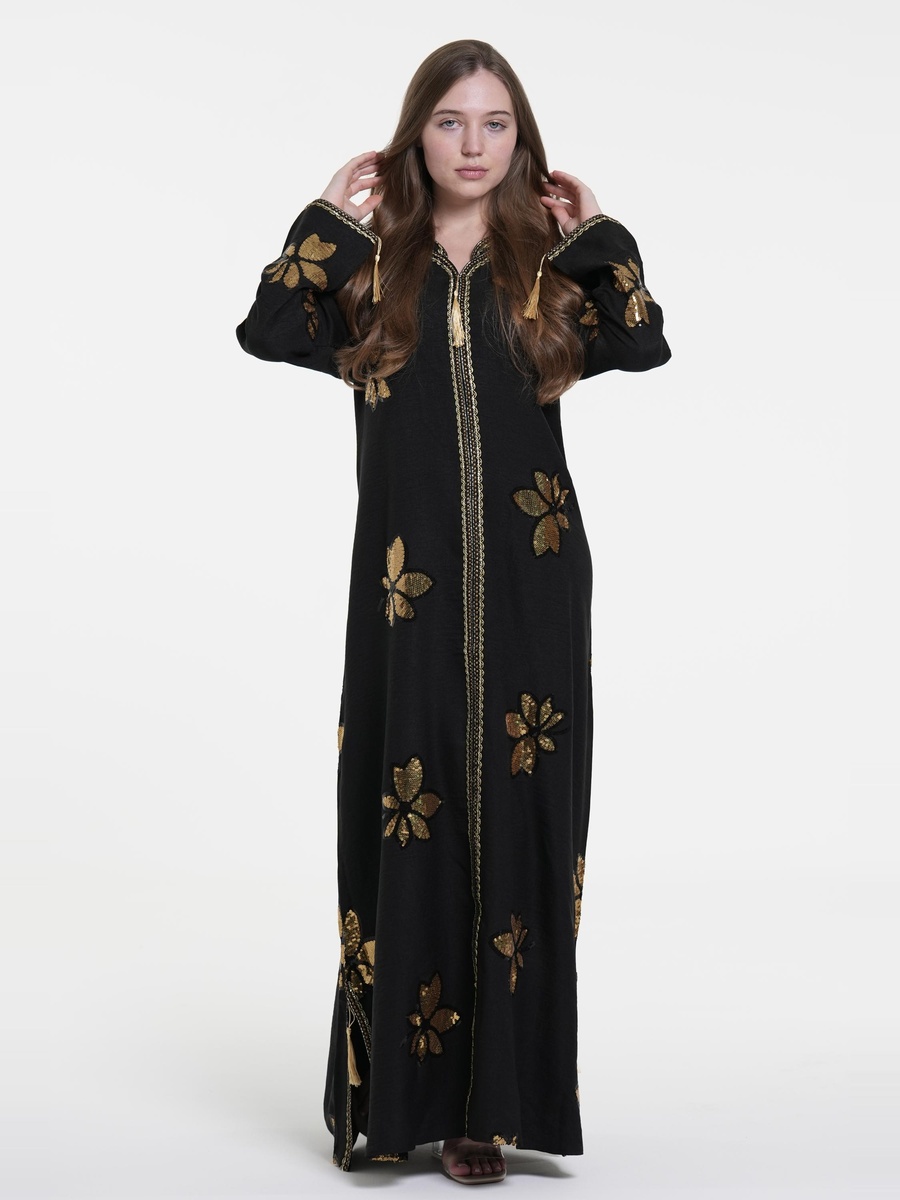 Linen Embroidered Jalabiya with Hood