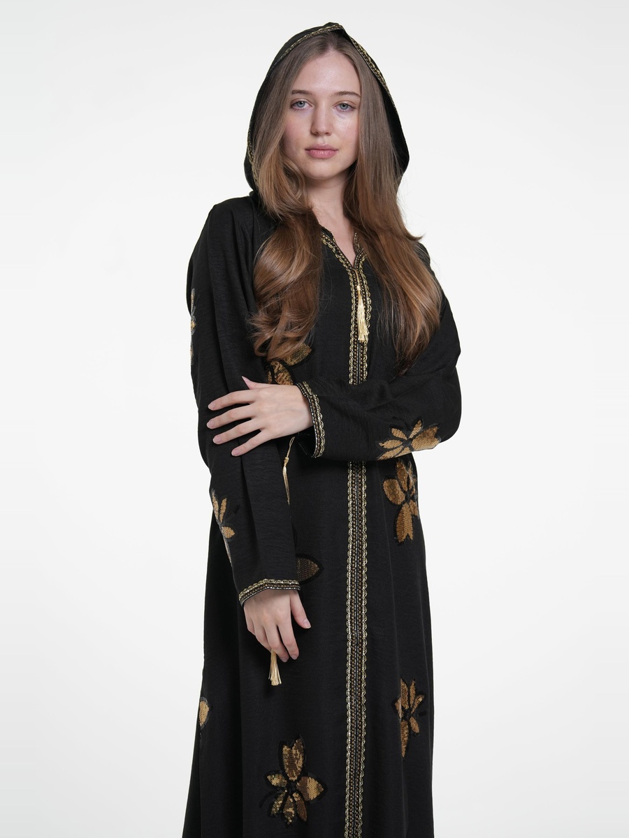 Linen Embroidered Jalabiya with Hood