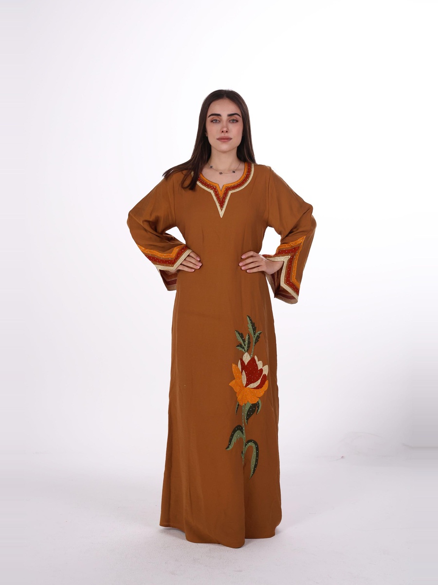 Embroidered Linen Jalabiya