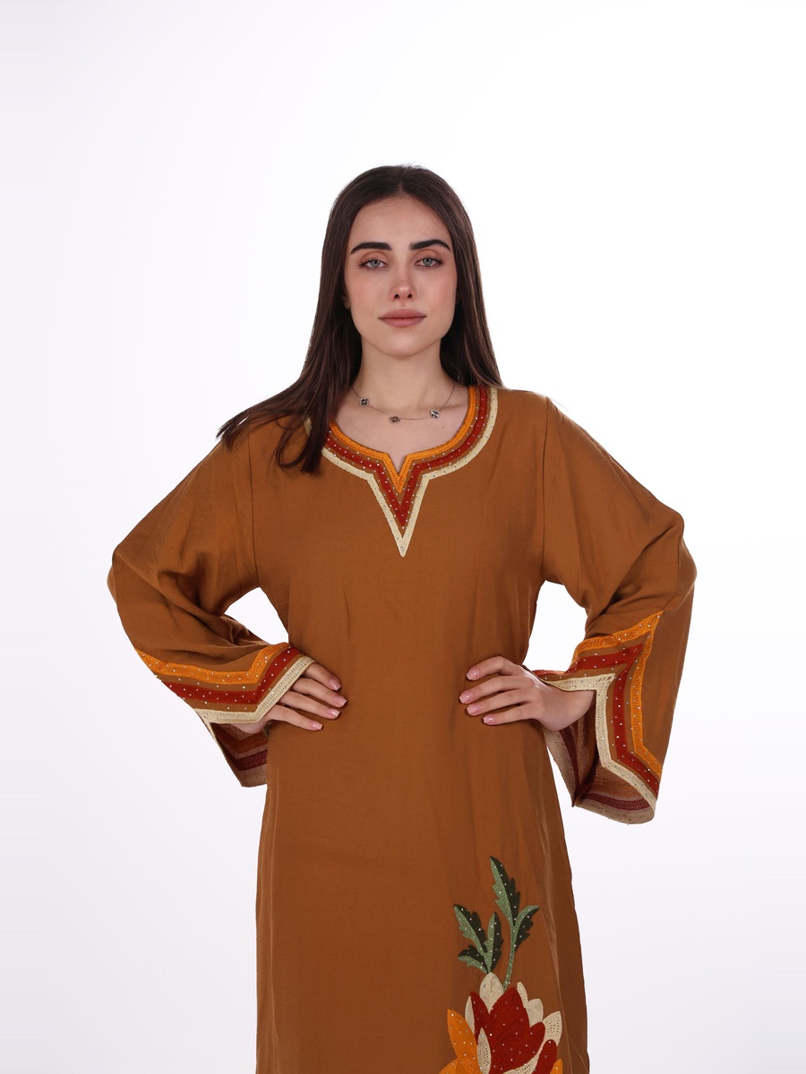 Embroidered Linen Jalabiya