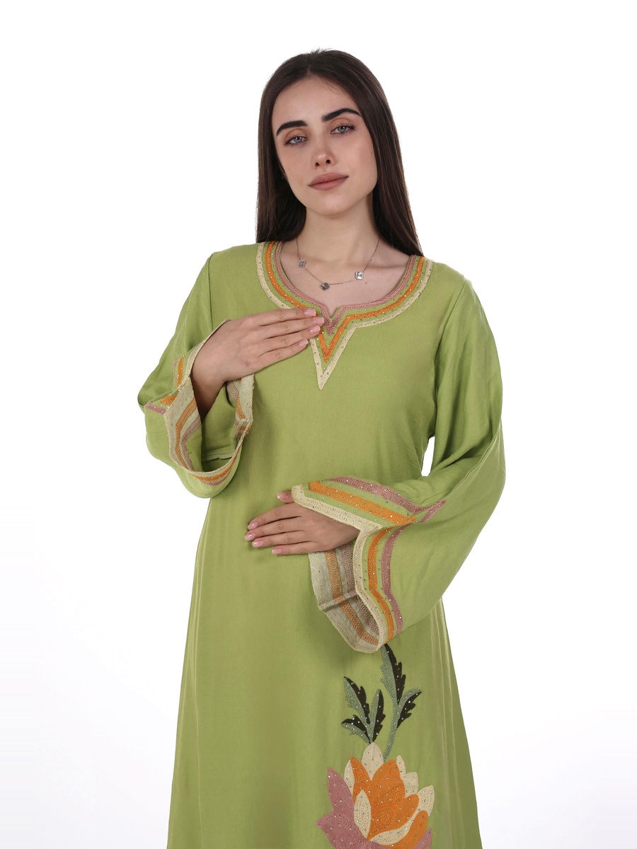 Embroidered Linen Jalabiya