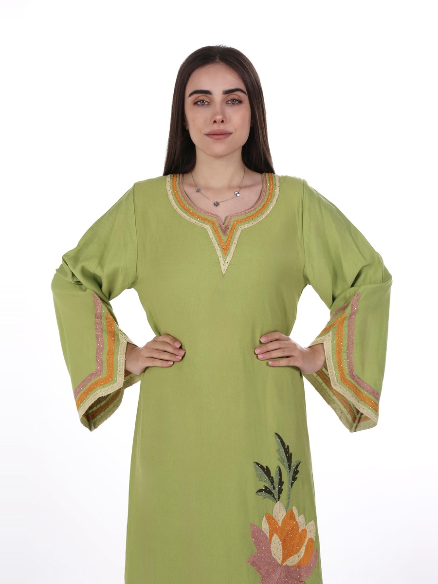 Embroidered Linen Jalabiya