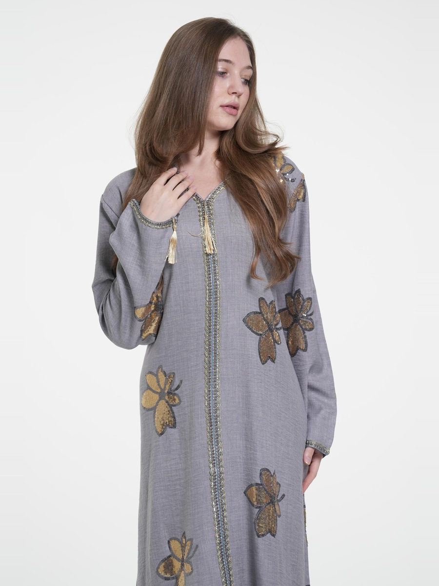 Linen Embroidered Jalabiya with Hood