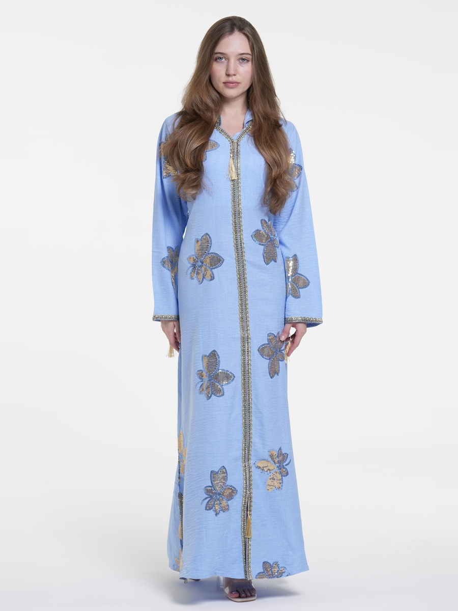 Linen Embroidered Jalabiya with Hood