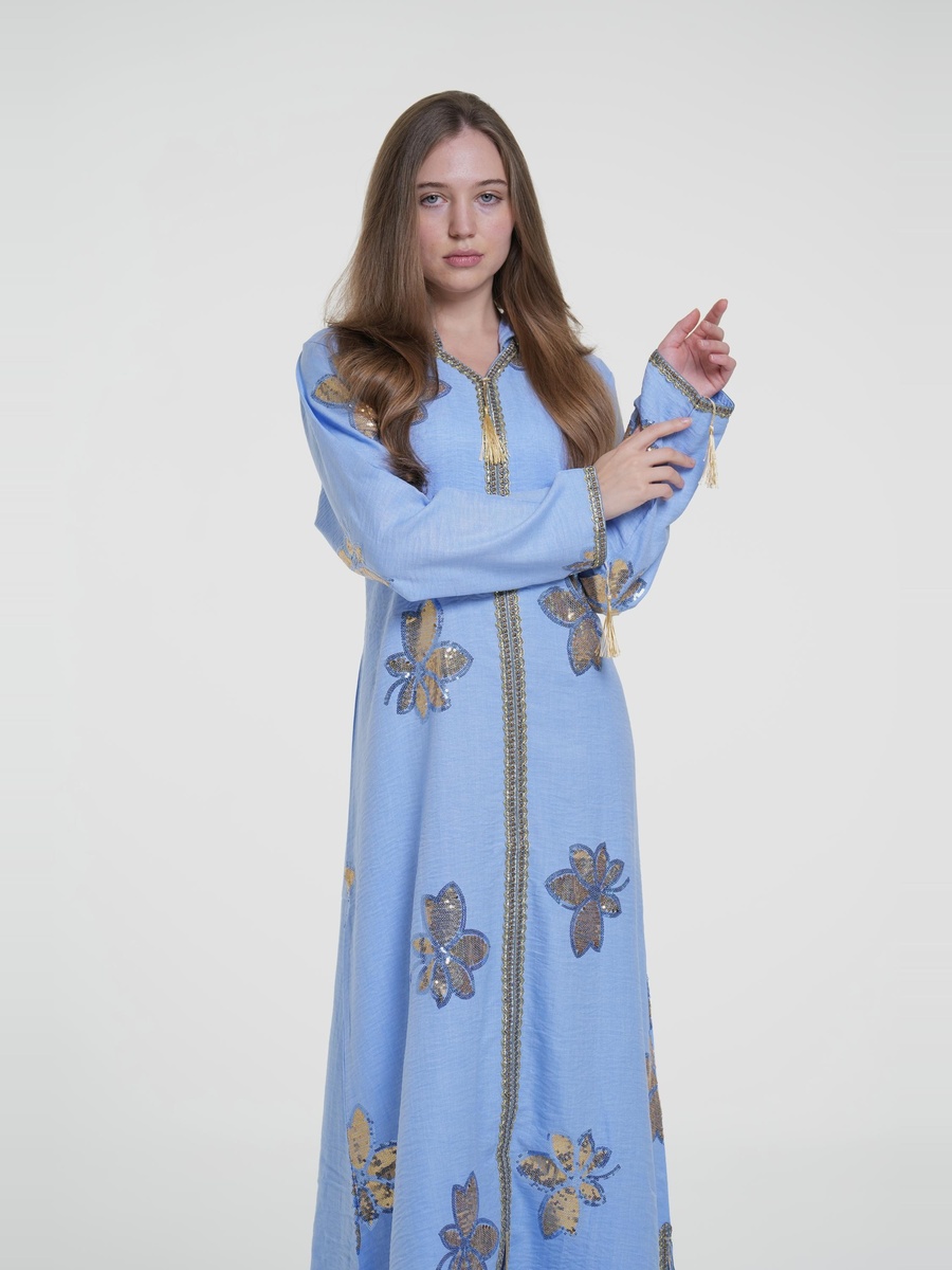 Linen Embroidered Jalabiya with Hood