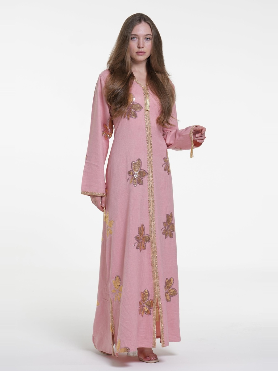 Linen Embroidered Jalabiya with Hood