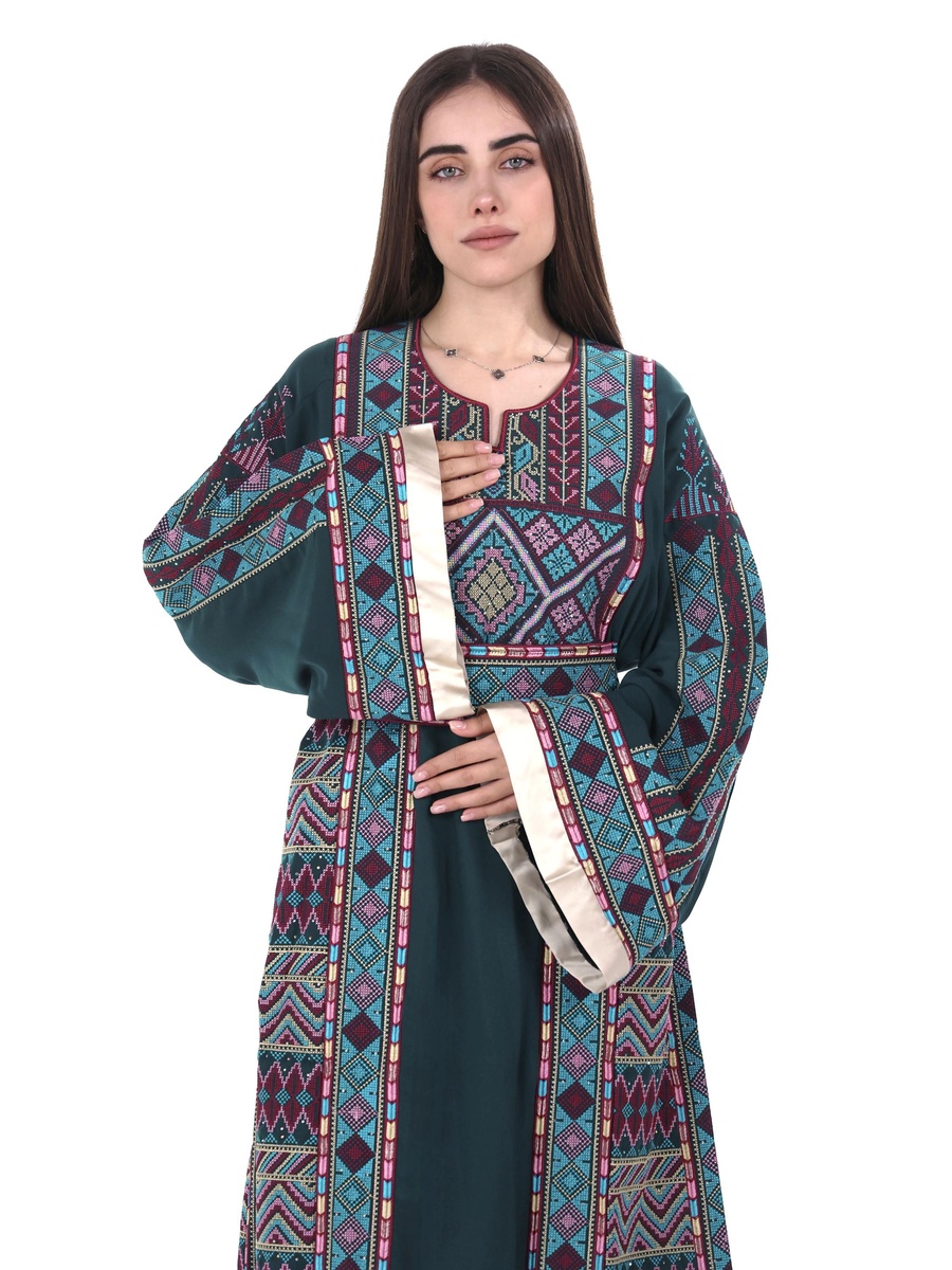 Belted Full Embroidered Jalabiya