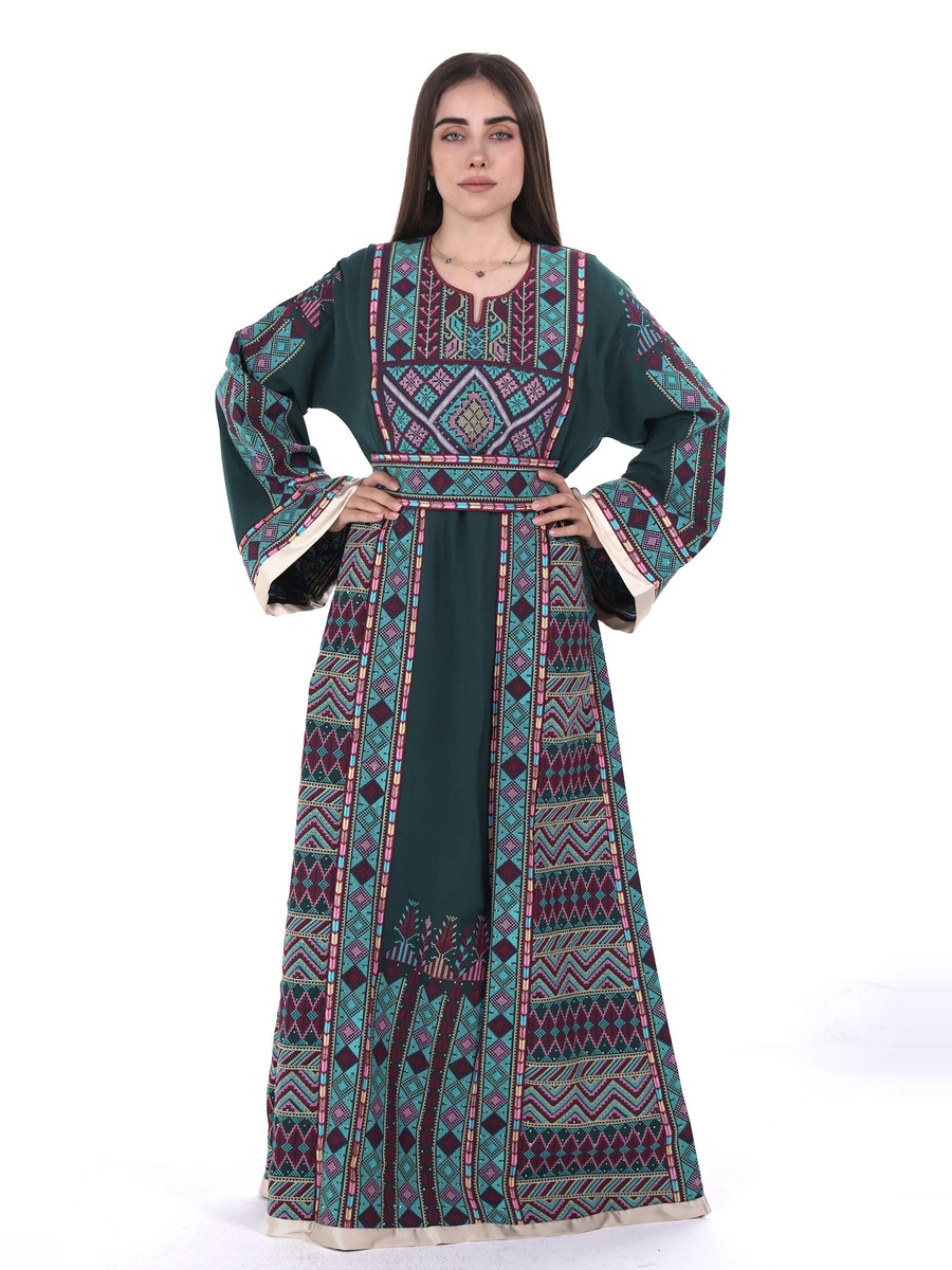 Belted Full Embroidered Jalabiya
