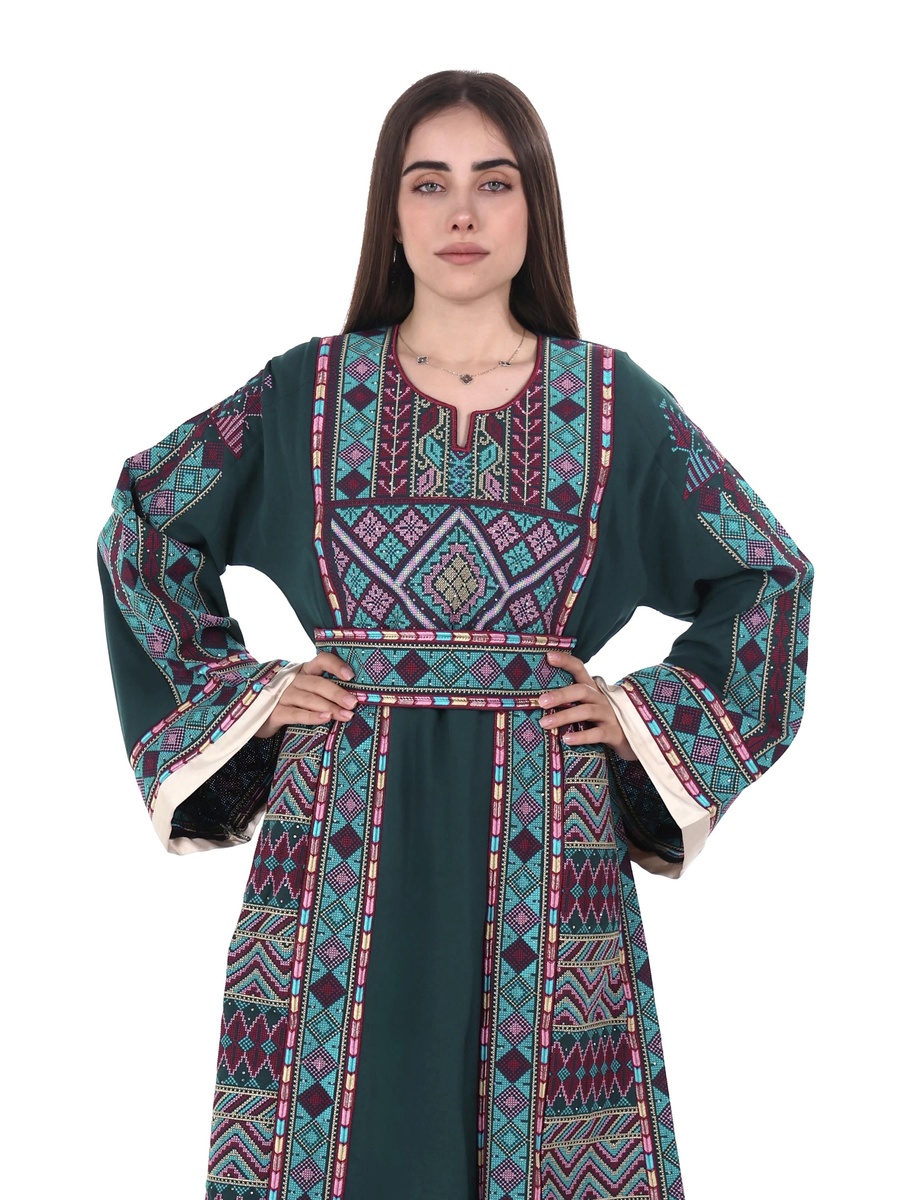 Belted Full Embroidered Jalabiya