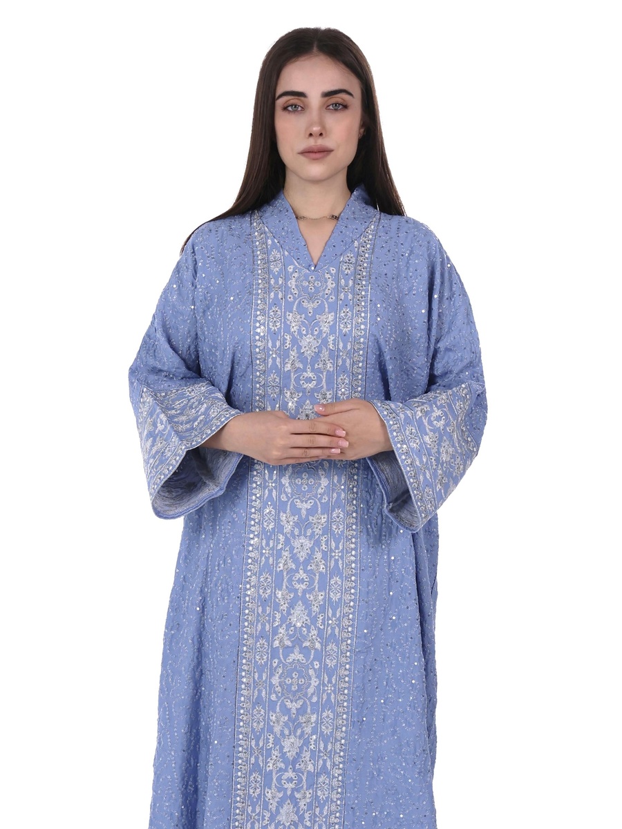 Linen Loose Fit Embroidered Jalabiya