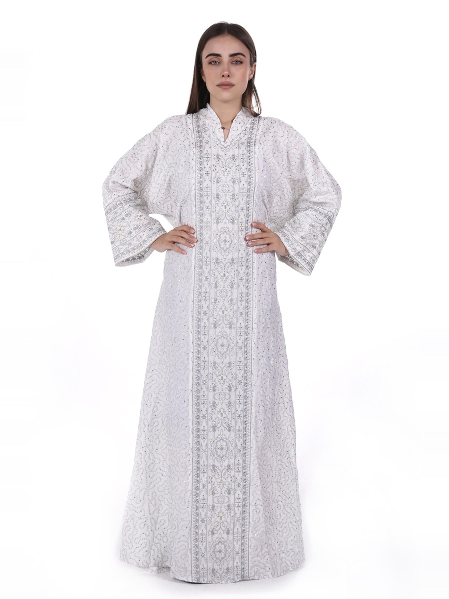 Linen Loose Fit Embroidered Jalabiya