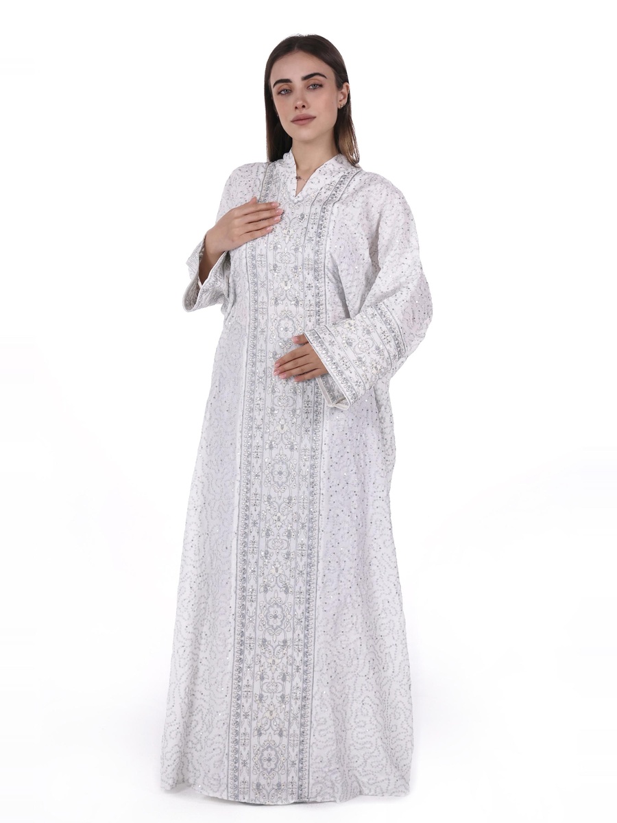 Linen Loose Fit Embroidered Jalabiya
