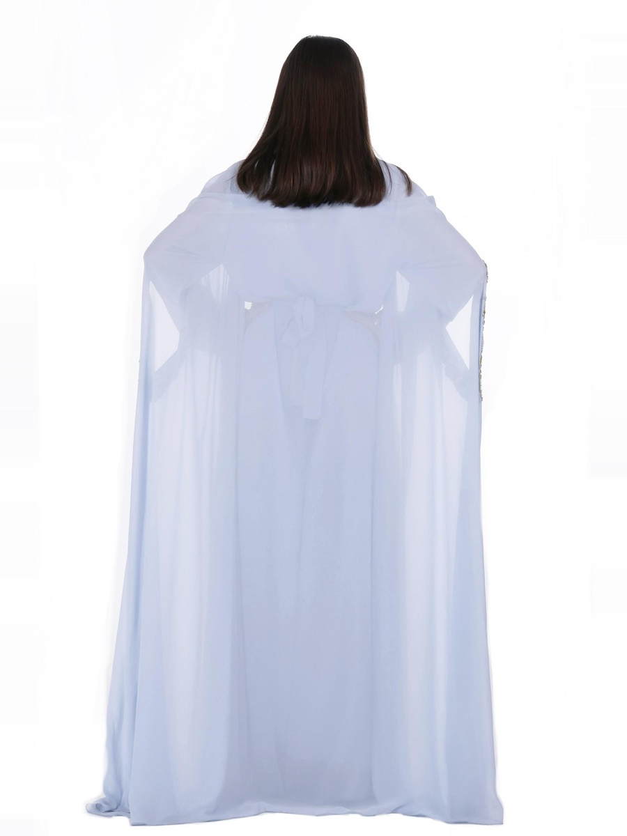 Light Blue Embroidered Belted Kaftan