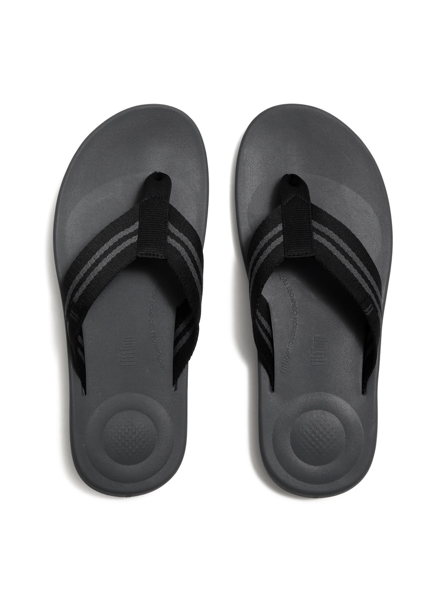 Men iQushion Two-Stripe Webbing Strap Flip Flops