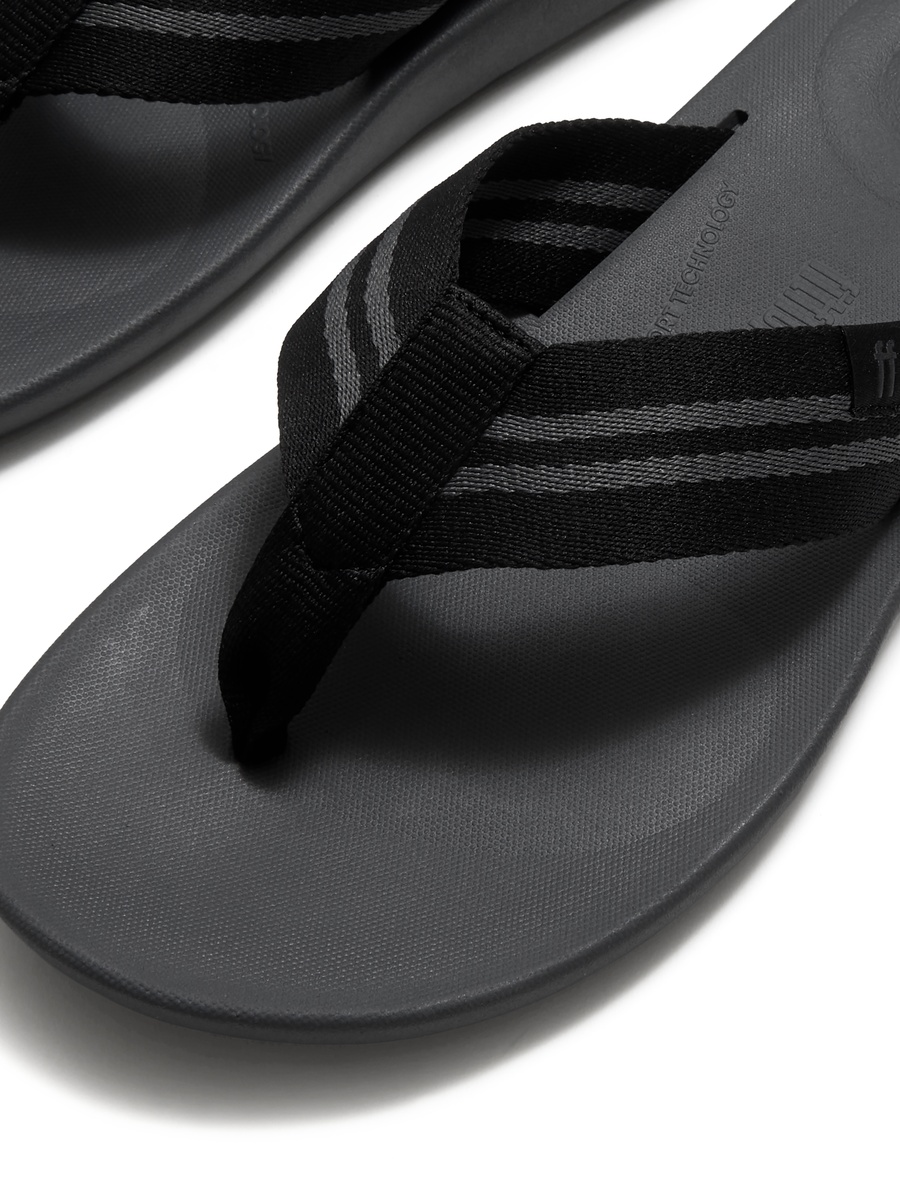 Men iQushion Two-Stripe Webbing Strap Flip Flops
