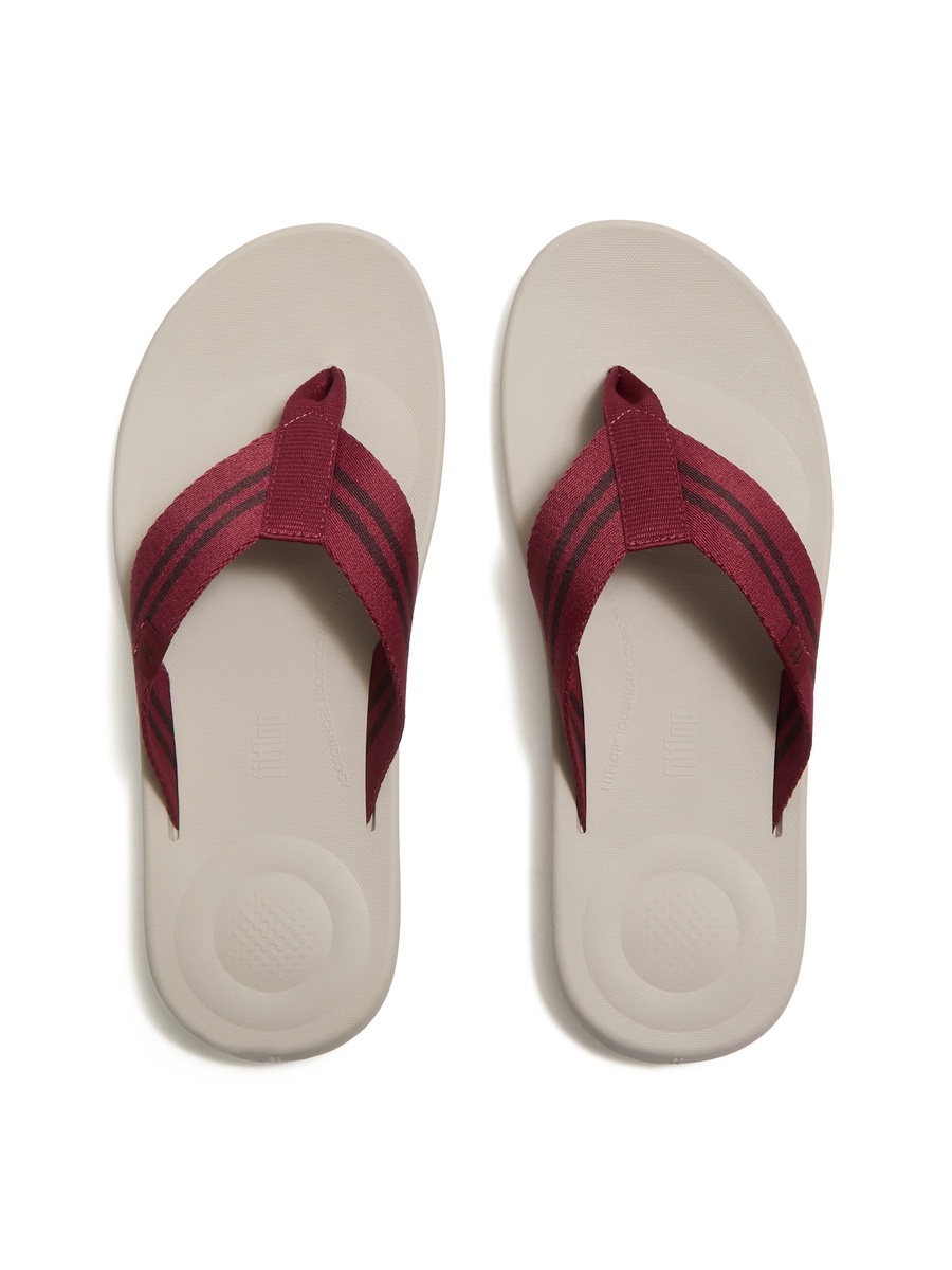 Men iQushion Two-Stripe Webbing Strap Flip Flops