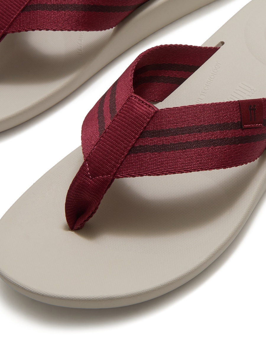 Men iQushion Two-Stripe Webbing Strap Flip Flops