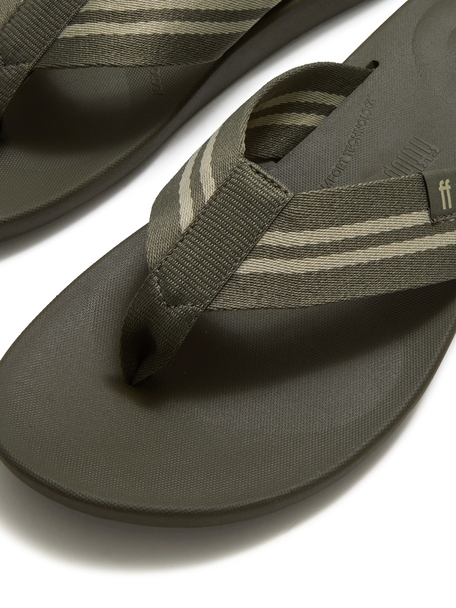 Men iQushion Two-Stripe Webbing Strap Flip Flops
