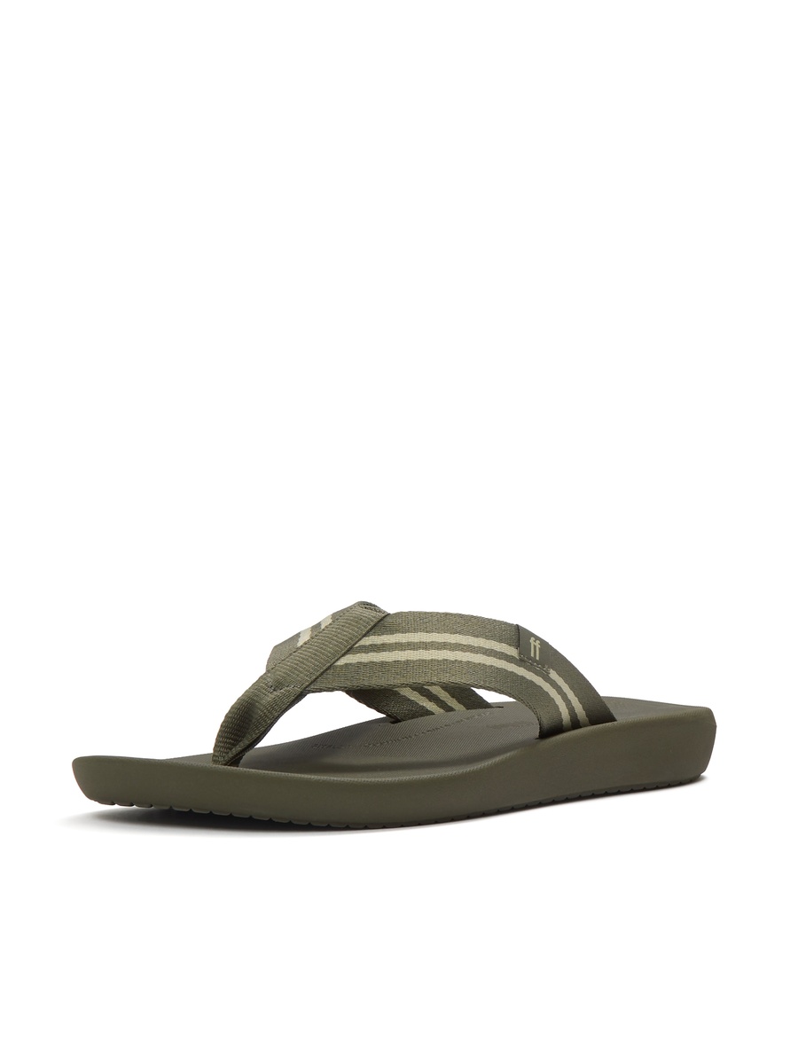 Men iQushion Two-Stripe Webbing Strap Flip Flops